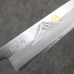 Sakai Takayuki Gold Filled Engraving by Kubota Fuji and Sunset Blue Steel No.2 Gyuto  270mm Magnolia  (Ferrule: Water Buffalo Horn) Handle - Japannywholesale