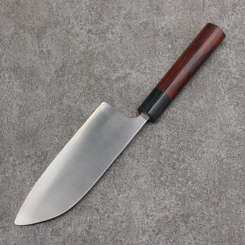 Shungo Ogata Round Tip SG2 Migaki Finished Small Santoku  150mm Rosewood (Ferrule: Black Pakka Wood) Handle - Japannywholesale