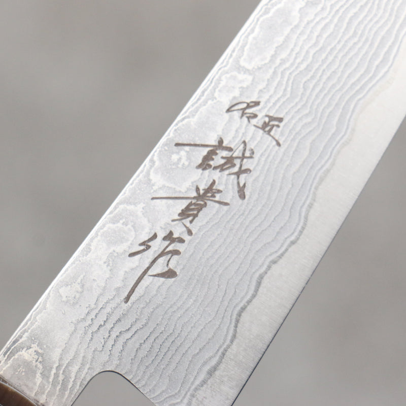 Shigeki Tanaka Habakiri SG2 Damascus Petty-Utility  135mm Ebony Wood Handle - Japannywholesale