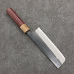 Seisuke Blue Steel No.2 Black Finished Nakiri  165mm Purpleheart (Ferrule: Oak) Handle - Japannywholesale