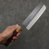 Seisuke Blue Steel No.2 Black Finished Nakiri  165mm Purpleheart (Ferrule: Oak) Handle - Japannywholesale