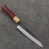 Seisuke Blue Steel No.2 Black Finished Kiritsuke Petty-Utility  150mm Purpleheart (Ferrule: Oak) Handle - Japannywholesale