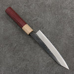 Seisuke Blue Steel No.2 Black Finished Kiritsuke Petty-Utility  150mm Purpleheart (Ferrule: Oak) Handle - Japannywholesale