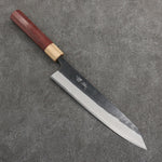 Seisuke Blue Steel No.2 Black Finished Kiritsuke Gyuto  240mm Purpleheart (Ferrule: Oak) Handle - Japannywholesale