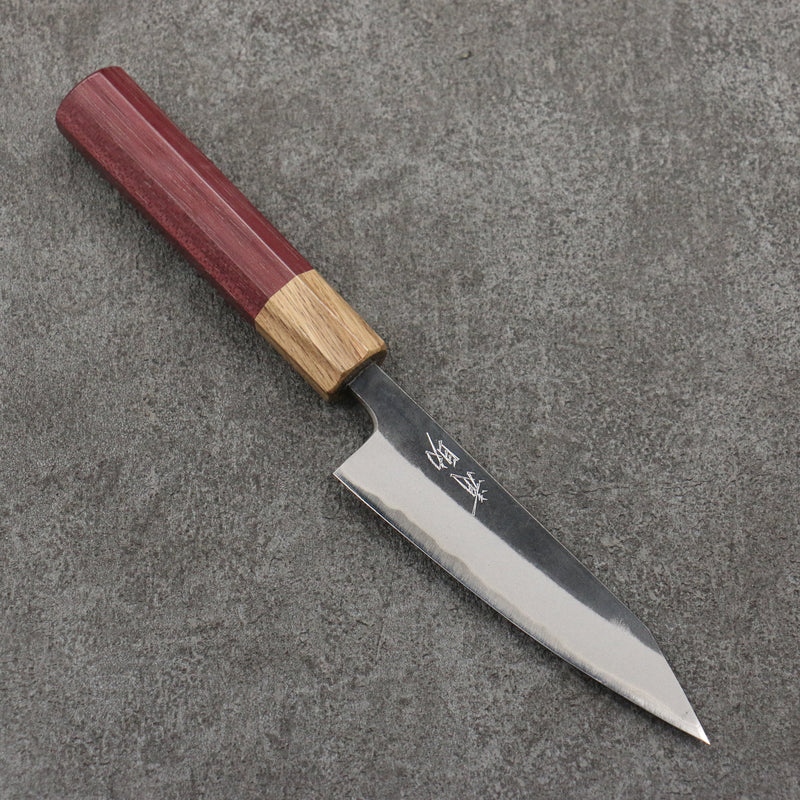 Seisuke Blue Steel No.2 Black Finished Kiritsuke Petty-Utility  120mm Purpleheart (Ferrule: Oak) Handle - Japannywholesale