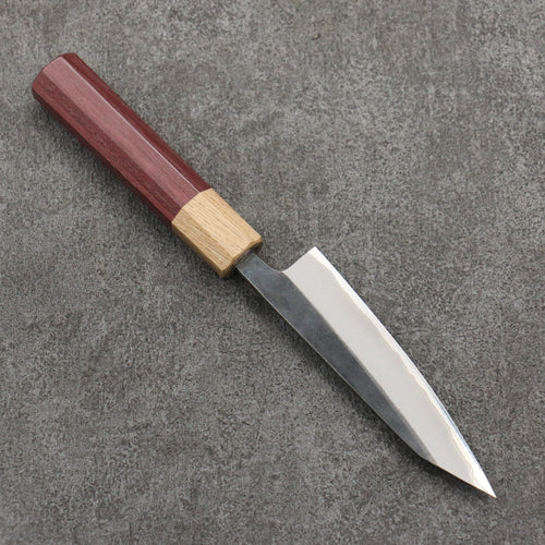 Seisuke Blue Steel No.2 Black Finished Kiritsuke Petty-Utility  120mm Purpleheart (Ferrule: Oak) Handle - Japannywholesale