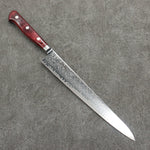 Seisuke AUS10 Damascus Sujihiki  240mm Red Pakka wood Handle - Japannywholesale