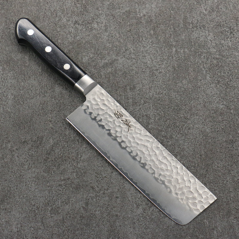 Seisuke AUS8 Hammered Nakiri  165mm Black Pakka wood Handle - Japannywholesale