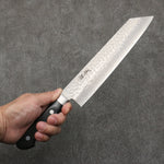 Seisuke AUS8 Hammered Kiritsuke Gyuto  210mm Black Pakka wood Handle - Japannywholesale