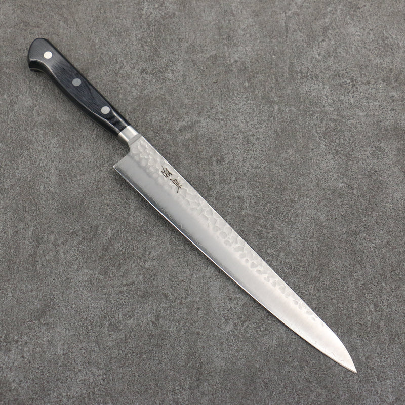 Seisuke AUS8 Hammered Sujihiki  240mm Black Pakka wood Handle - Japannywholesale