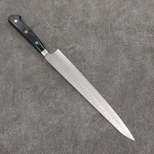 Seisuke AUS8 Hammered Sujihiki  240mm Black Pakka wood Handle - Japannywholesale