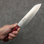 Seisuke SLD Migaki Polish Finish Santoku  180mm Red Pakka wood Handle - Japannywholesale