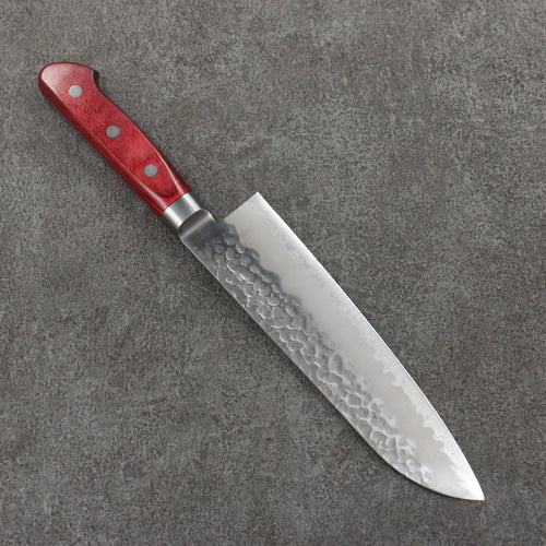 Seisuke Blue Super Hammered Gyuto  180mm Red Pakka wood Handle - Japannywholesale