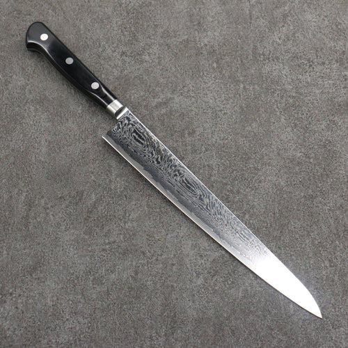 Seisuke Nami AUS10 Mirrored Finish Damascus Sujihiki  240mm Black Pakka wood Handle - Japannywholesale