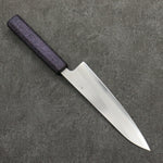 Seisuke White Steel No.1 Migaki Polish Finish Gyuto  180mm Oak with Purple Lacquer Handle - Japannywholesale