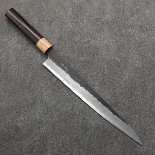 Seisuke Blue Super Black Nashiji Sujihiki  270mm Rosewood (Ferrule: White Pakka Wood) Handle - Japannywholesale