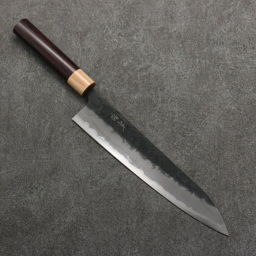 Seisuke Blue Super Black Nashiji Gyuto  240mm Rosewood (Ferrule: White Pakka Wood) Handle - Japannywholesale