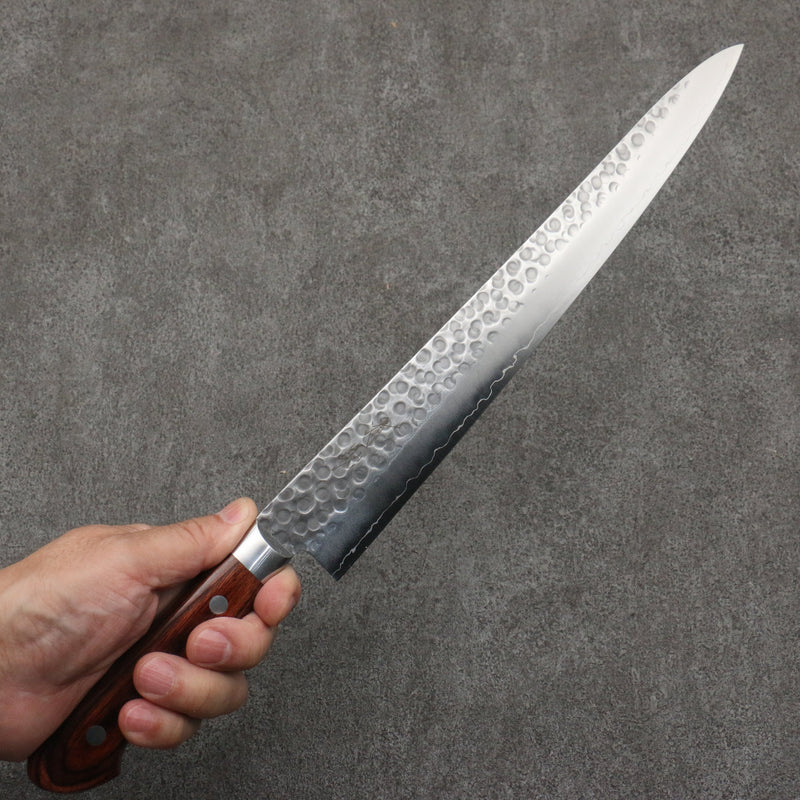 Seisuke Swedish Steel-stn Hammered Sujihiki  270mm Mahogany Handle - Japannywholesale