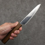 Seisuke VG10 Mirrored Finish Damascus Petty-Utility  135mm Oak Handle - Japannywholesale