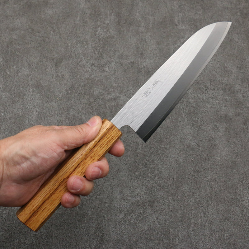 Seisuke SRS13 Vertically Brushed Santoku  165mm Oak Handle - Japannywholesale