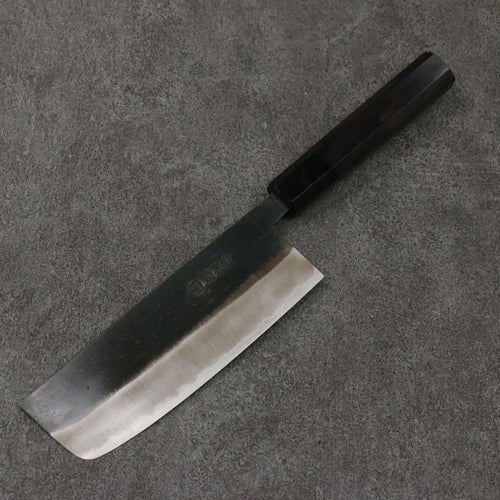 Minamoto Akitada White Steel No.2 Black Finished Nakiri  165mm Ebony Wood Handle - Japannywholesale