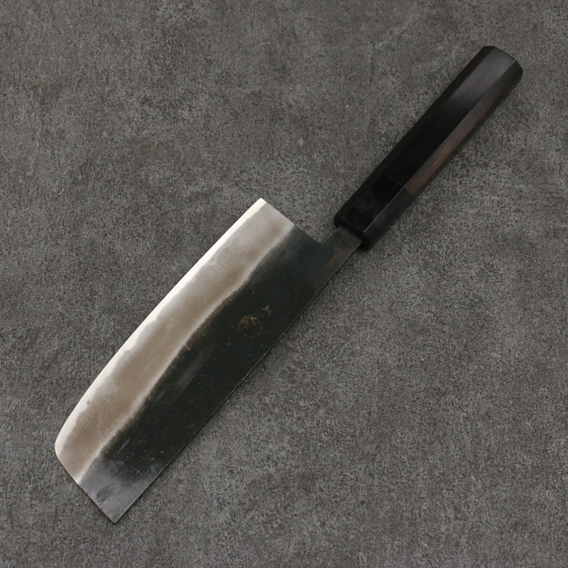 Minamoto Akitada White Steel No.2 Black Finished Nakiri  165mm Ebony Wood Handle - Japannywholesale