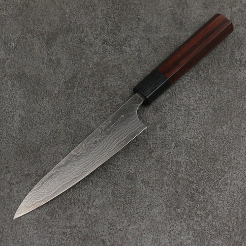 Nao Yamamoto SG2 Damascus Migaki Finished Petty-Utility  135mm Rosewood (Ferrule: Black Pakka Wood) Handle - Japannywholesale