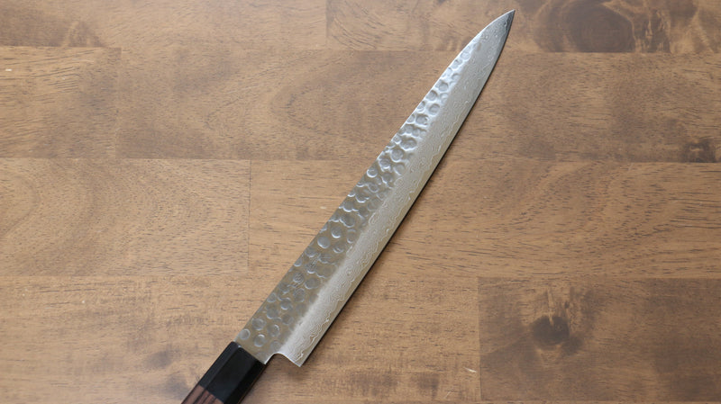 Seisuke AUS10 45 Layer Damascus Sujihiki  240mm Shitan Handle - Japannywholesale