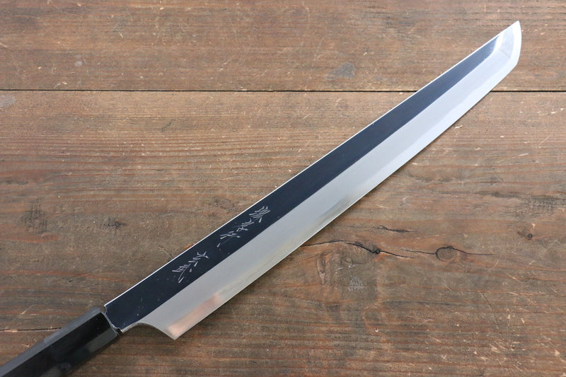 Sakai Takayuki Genbu Blue Steel No.2 Mirrored Finish Sakimaru Yanagiba  300mm Ebony Wood Handle - Japannywholesale