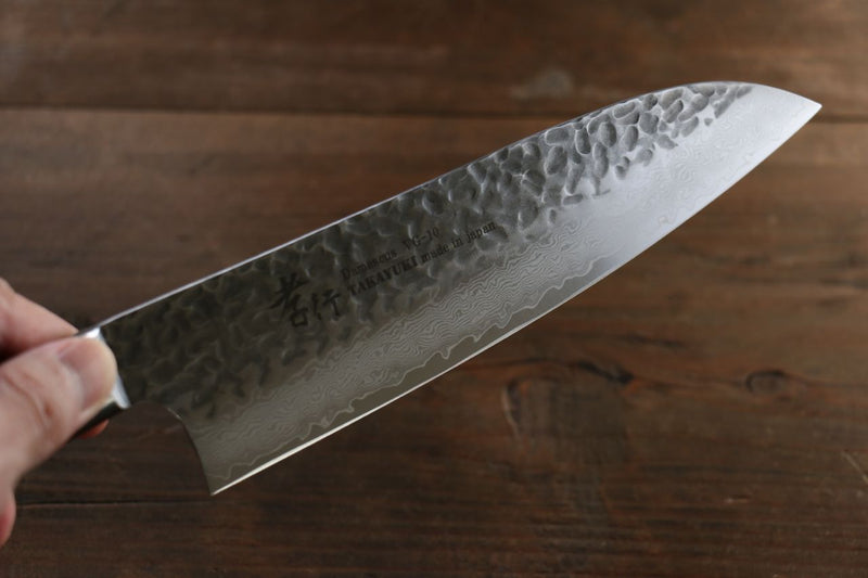 Sakai Takayuki VG10 33 Layer Damascus Santoku 180mm Mahogany Pakka wood Handle - Japanny - Best Japanese Knife