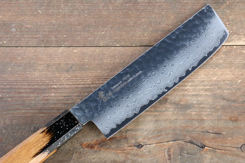 Sakai Takayuki VG10 33 Layer Damascus Nakiri  160mm Live oak Lacquered (Kokushin) Handle - Japannywholesale