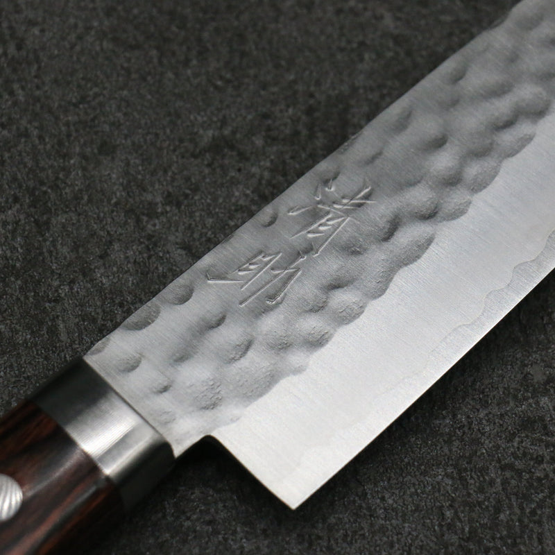 Seisuke VG1 Hammered Small Santoku Japanese Knife 135mm Mahogany Handle - Japannywholesale