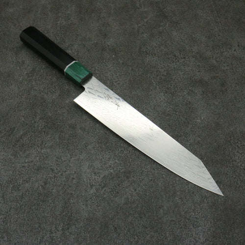 Seisuke AUS10 Mirror Crossed Kiritsuke Gyuto  210mm Rosewood (ferrule: Green Pakka wood) Handle - Japannywholesale