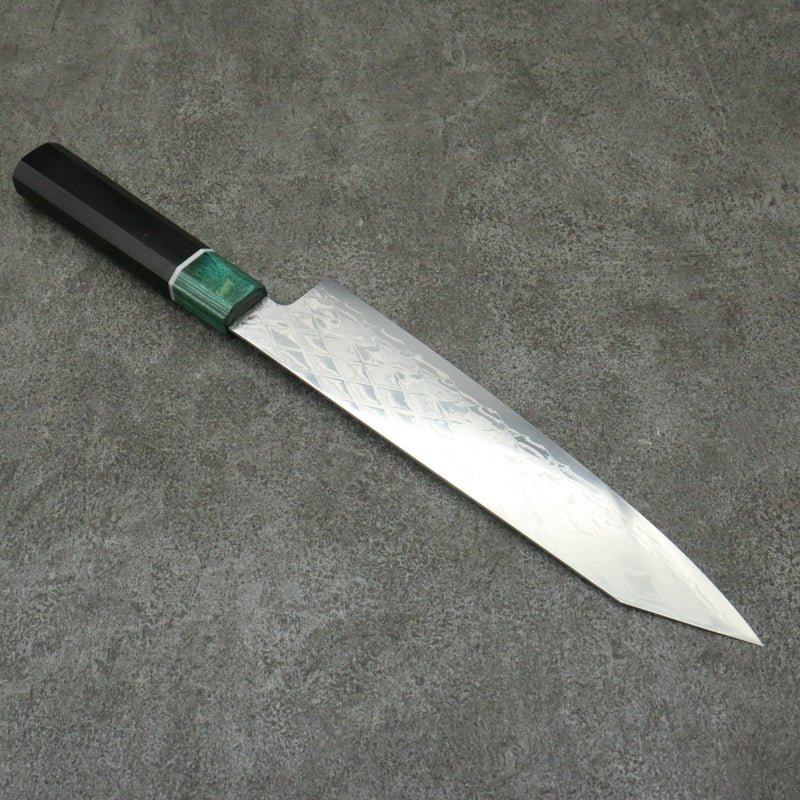 Seisuke AUS10 Mirror Crossed Kiritsuke Gyuto  210mm Rosewood (ferrule: Green Pakka wood) Handle - Japannywholesale