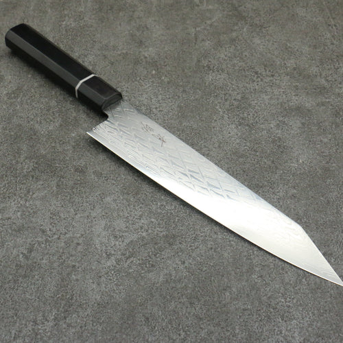 Seisuke AUS10 Mirror Crossed Kiritsuke Gyuto  210mm Black Pakka wood Handle - Japannywholesale