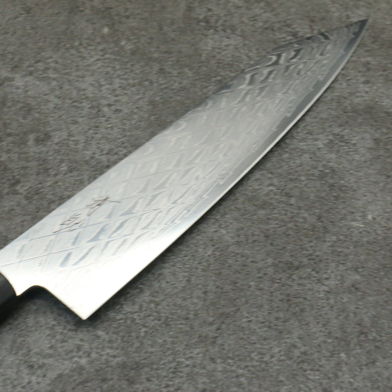 Seisuke AUS10 Mirror Crossed Kiritsuke Gyuto  210mm Black Pakka wood Handle - Japannywholesale