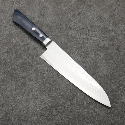Kunihira Sairyu VG10 Damascus Gyuto Japanese Knife 180mm Navy blue Pakka wood Handle - Japannywholesale