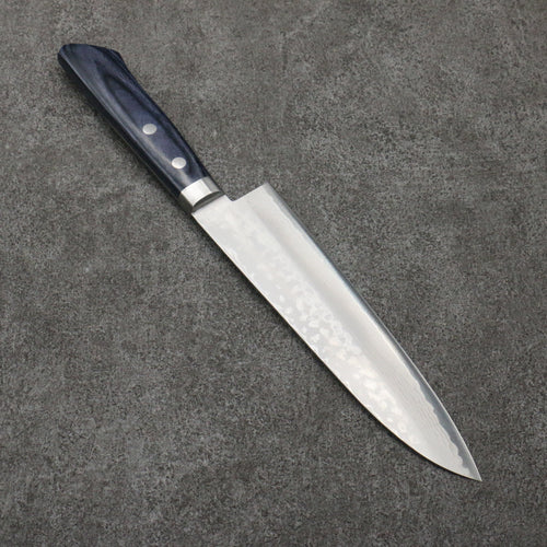Kunihira Sairyu VG10 Damascus Gyuto Japanese Knife 180mm Navy blue Pakka wood Handle - Japannywholesale