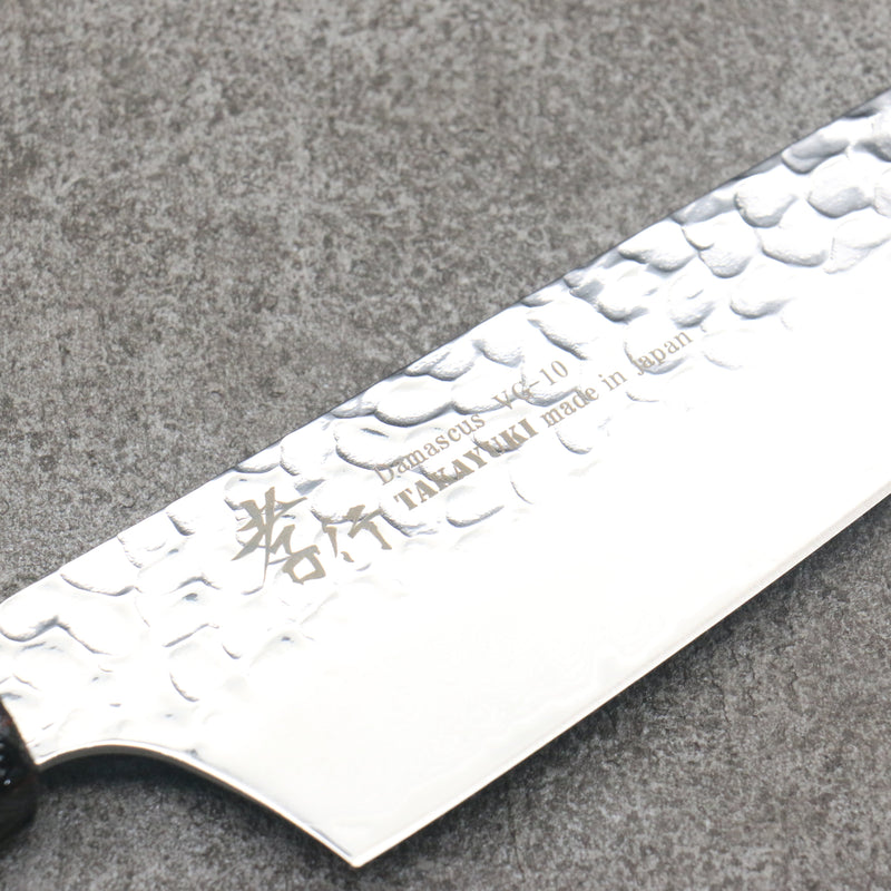 Sakai Takayuki Rinnou VG10 33 Layer Damascus Kengata Santoku Japanese Knife 160mm Red Lacquered Handle - Japannywholesale