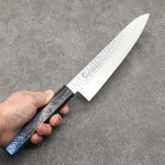 Sakai Takayuki Rinnou VG10 33 Layer Damascus Gyuto Japanese Knife 210mm Blue Lacquered Handle - Japannywholesale