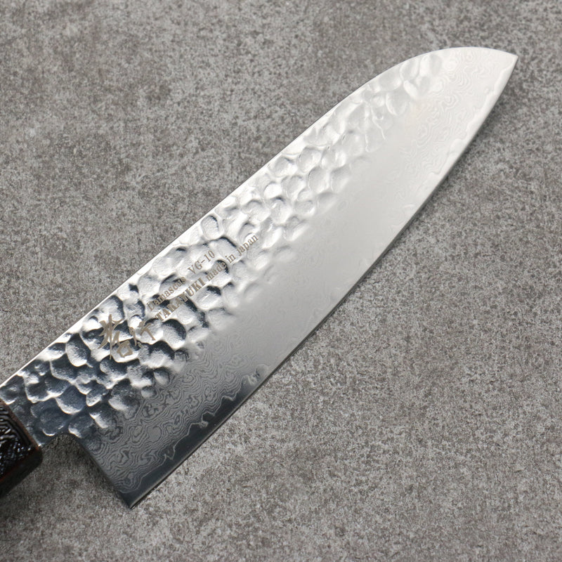 Sakai Takayuki Rinnou VG10 33 Layer Damascus Santoku Japanese Knife 170mm Blue Lacquered Handle - Japannywholesale