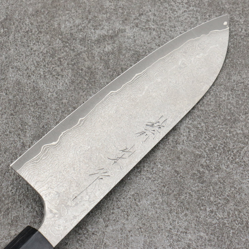 Nao Yamamoto VG10 Black Damascus Santoku Japanese Knife 165mm Shitan Handle - Japannywholesale