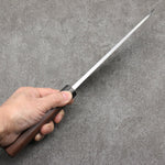 Hideo Kitaoka White Steel No.2 Damascus Mioroshi Deba Japanese Knife 210mm Shitan Handle - Japannywholesale
