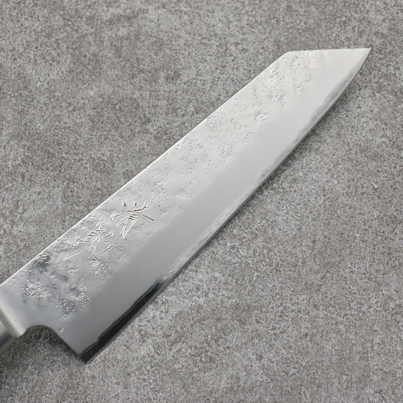 Seisuke Blue Steel No.2 Nashiji Kiritsuke Santoku Japanese Knife 195mm Navy blue Pakka wood Handle - Japannywholesale