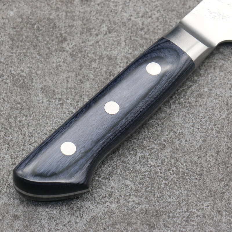 Seisuke Blue Steel No.2 Nashiji Kiritsuke Santoku Japanese Knife 195mm Navy blue Pakka wood Handle - Japannywholesale