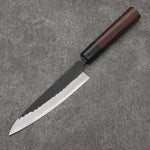 Nao Yamamoto Blue Steel Kurouchi Petty-Utility Japanese Knife 135mm Shitan (ferrule: Black Pakka wood) Handle - Japannywholesale