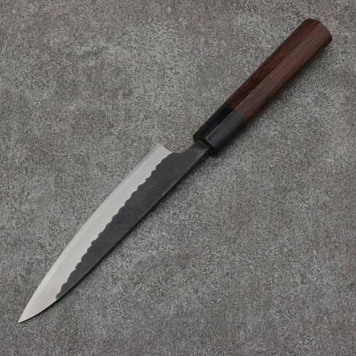 Nao Yamamoto Blue Steel Kurouchi Petty-Utility Japanese Knife 135mm Shitan (ferrule: Black Pakka wood) Handle - Japannywholesale