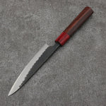 Nao Yamamoto Blue Steel Kurouchi Petty-Utility Japanese Knife 135mm Shitan (ferrule: Red Pakka wood) Handle - Japannywholesale