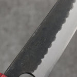 Nao Yamamoto Blue Steel Kurouchi Petty-Utility Japanese Knife 135mm Shitan (ferrule: Red Pakka wood) Handle - Japannywholesale