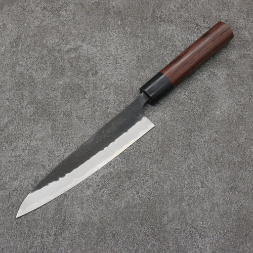 Nao Yamamoto Blue Steel Kurouchi Petty-Utility Japanese Knife 160mm Shitan (ferrule: Black Pakka wood) Handle - Japannywholesale